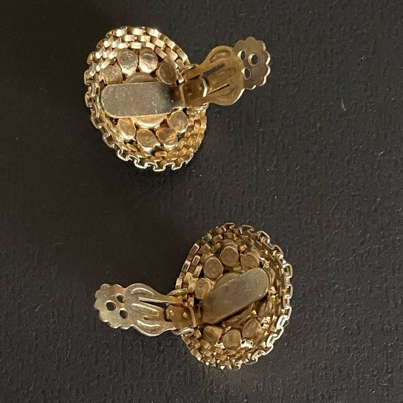 Vintage Weiss Rhinestone Earrings Pink and Purple Cocktail Clips - Picture 4 of 5